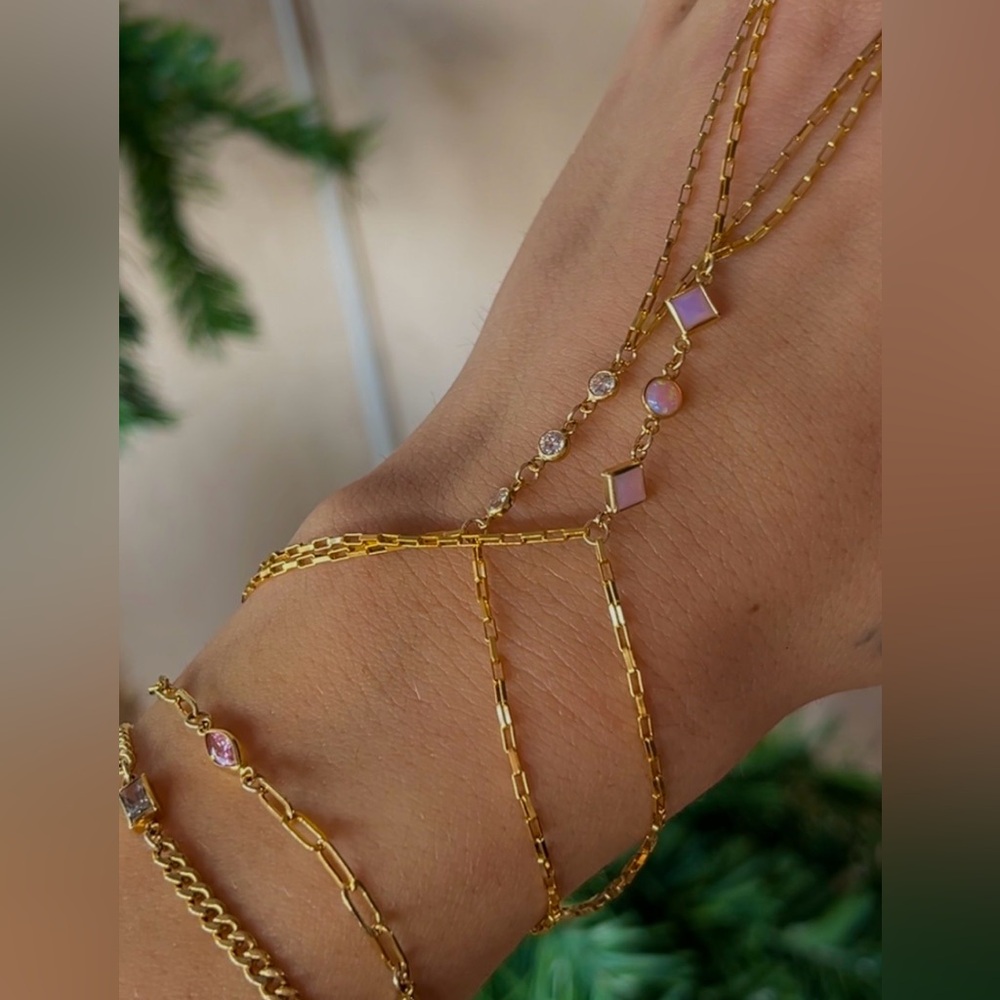 Pink Opal Handchain | Handmade 14k Gold Filled